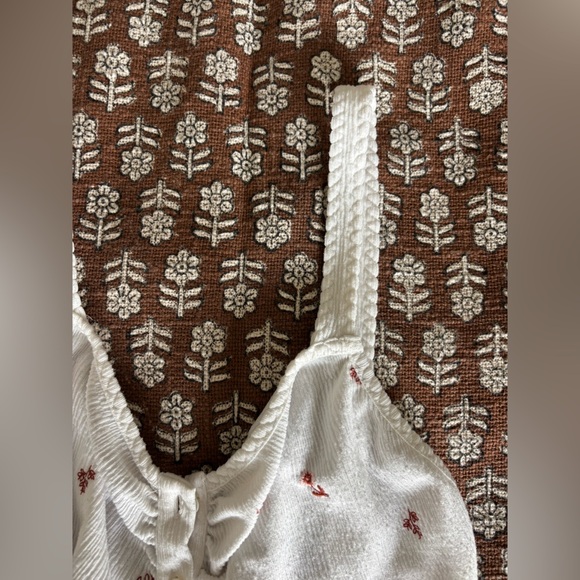 Anthropologie White Floral Comfy Night Gown Romper Loungewear Sleepwear Intimate - Picture 3 of 8